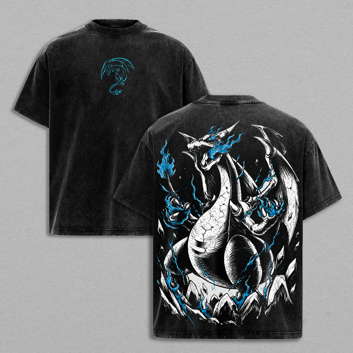 Charizard Pokemon Anime T-Shirt Vintage Acid Wash Oversized Graphic Tee
