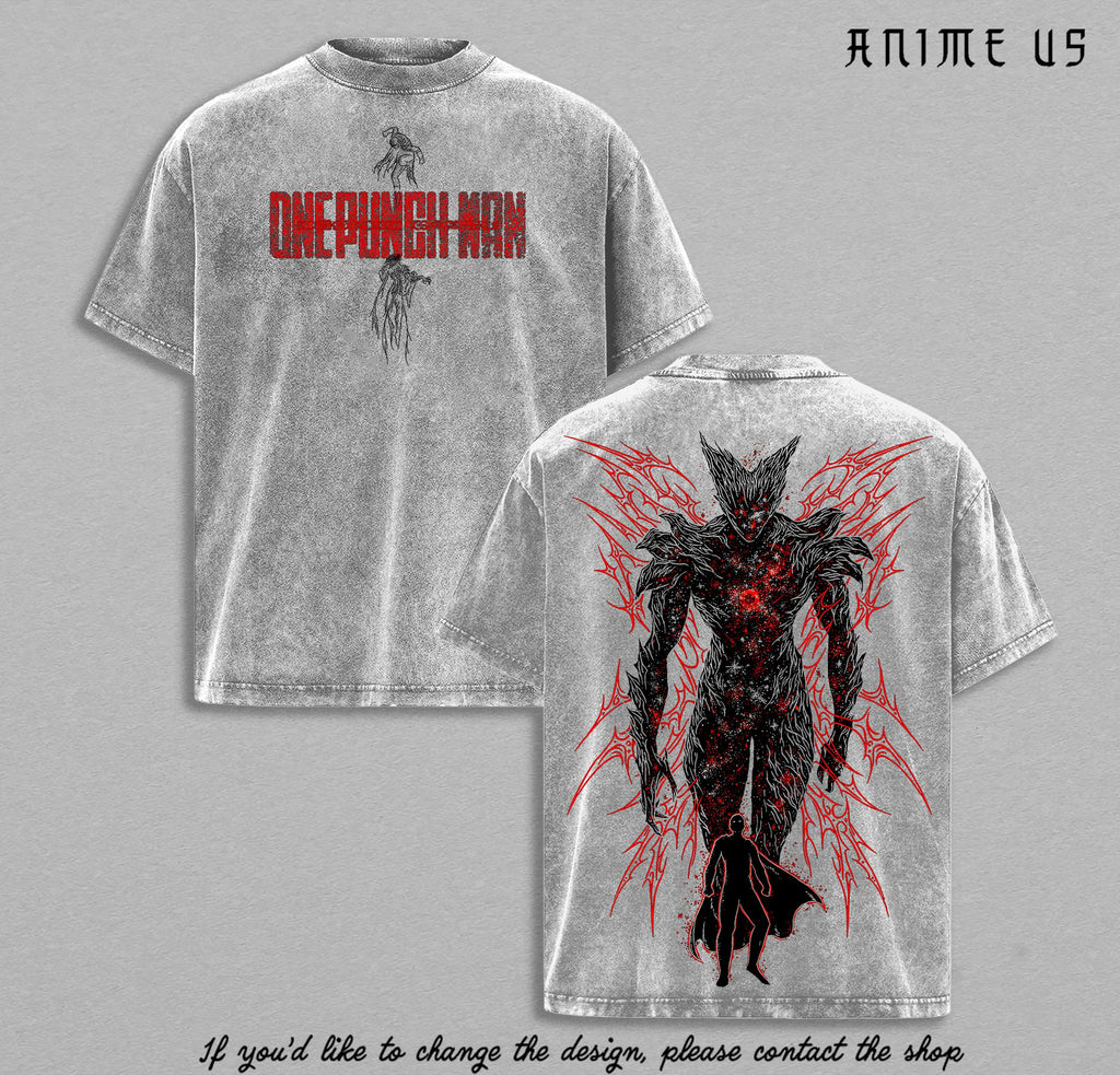 Garou One Punch Man Vintage Washed T-Shirt, Hero Hunter Garou Anime Graphic Shirt, Oversized Streetwear Tee