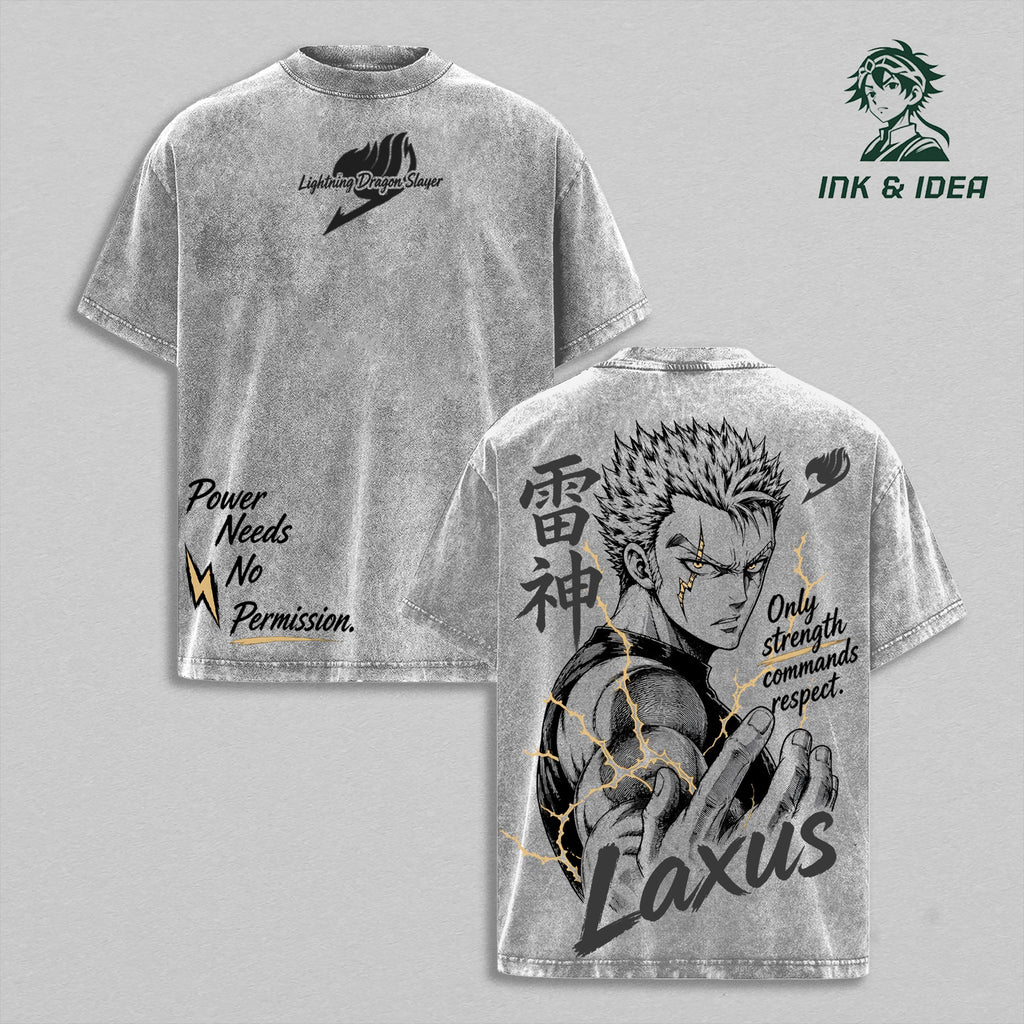 Laxus Dreyar Lightning Dragon Slayer Fairy Tail Anime Vintage Washed Tee