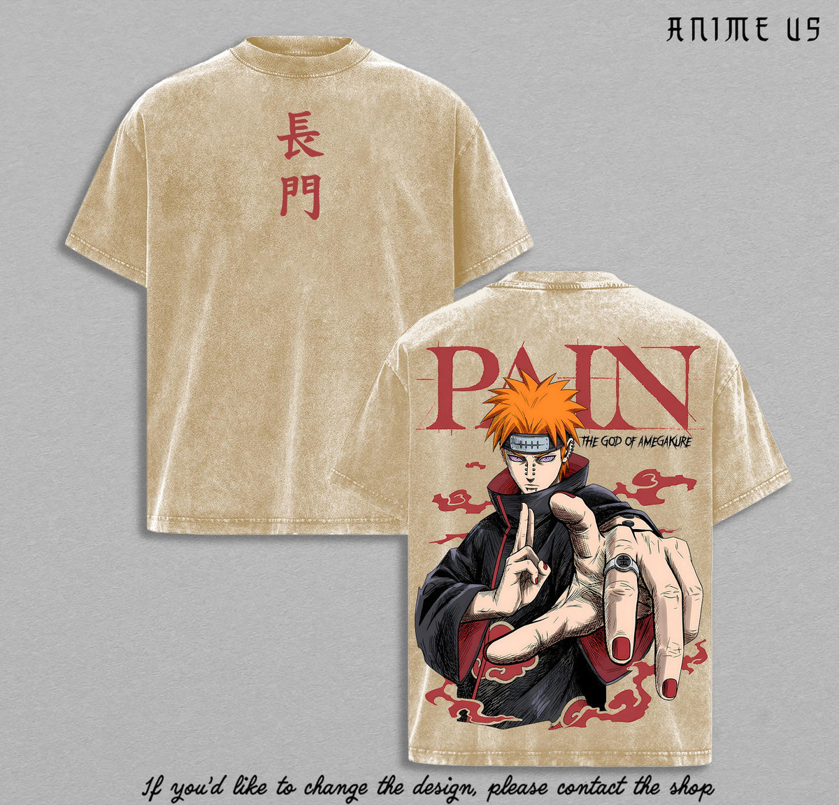 Pain Naruto Shippuden Nagato Rinnegan Anime Vintage Washed Tee