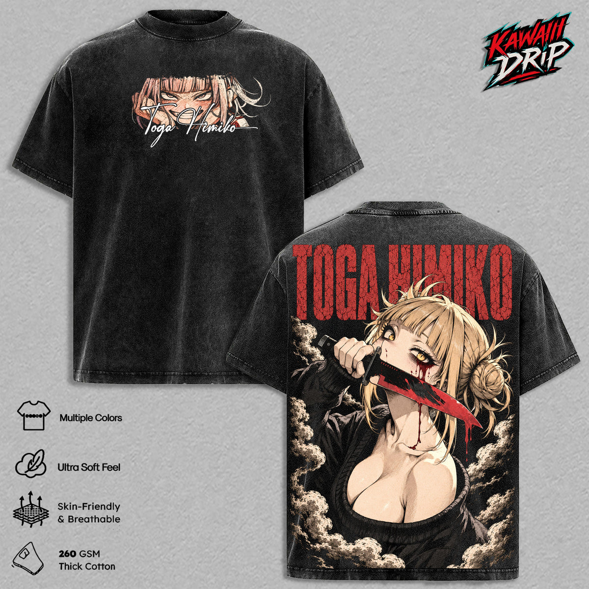Himiko Toga My Hero Academia League of Villains Anime Vintage Washed Tee