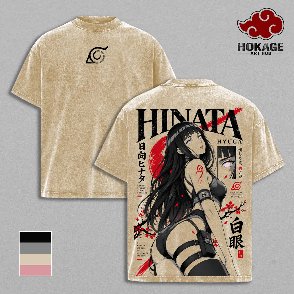 Hinata Hyuga NRT Shippuden T-Shirt, Byakugan Hyuga Clan Anime Graphic Tee, Vintage 90s Manga Shirt, Heavyweight Oversized Japanese Streetwear