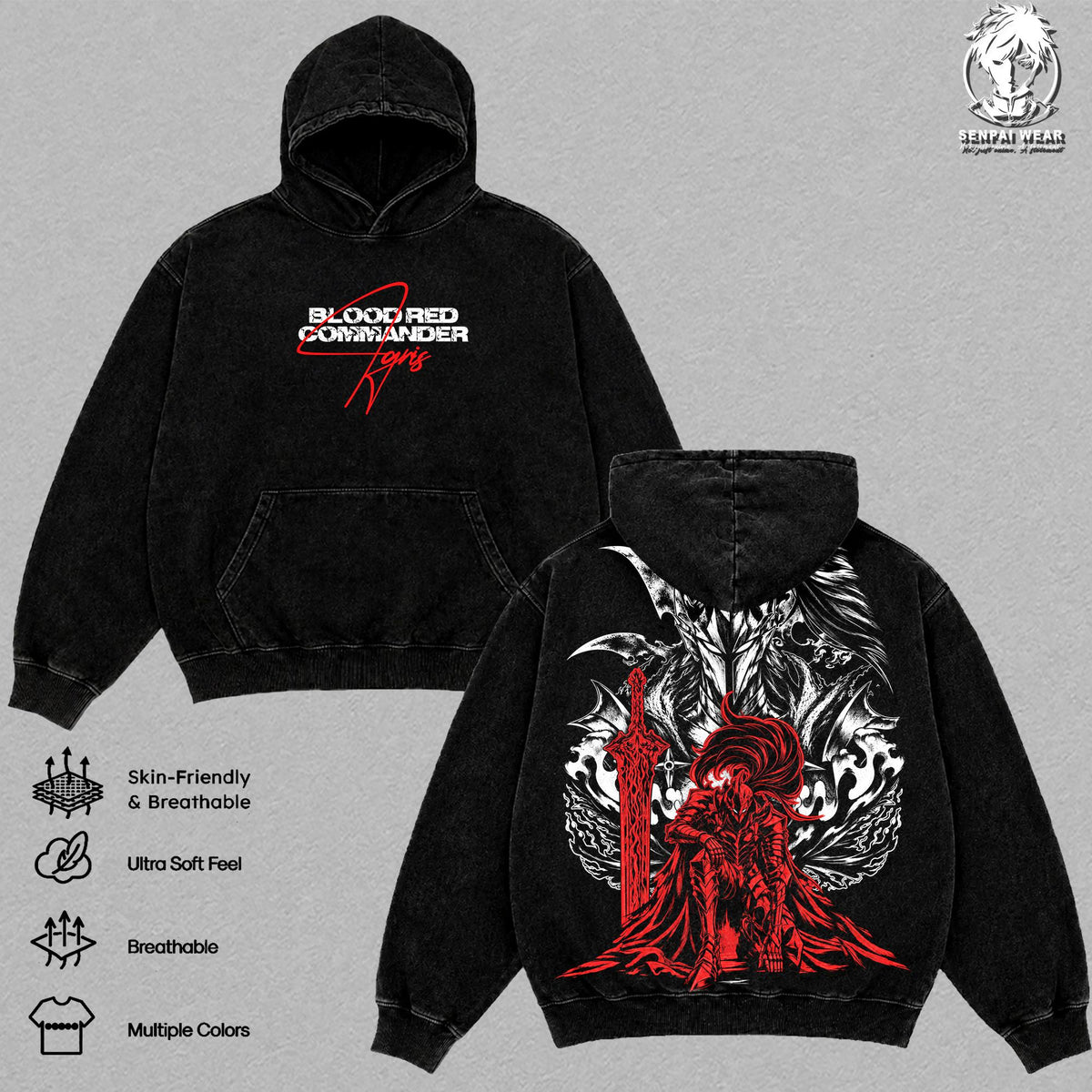 Igris Blood Red Commander Solo Leveling Graphic Tee – Vintage Washed Heavy Cotton Oversized Shirt, Dark Manhwa Streetwear Outfit, Anime Fan Merch Gift