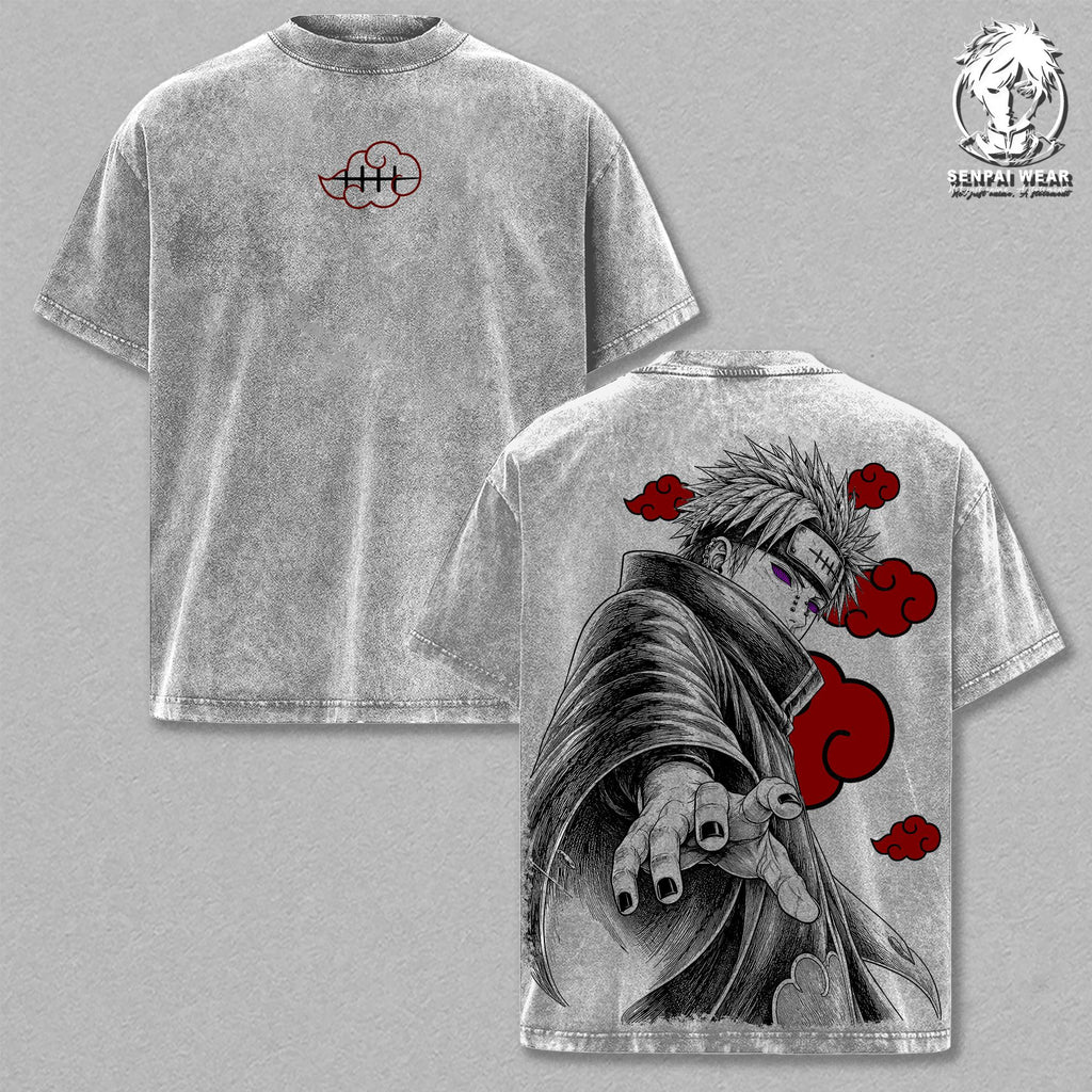 Pain – NRT Oversize Anime Graphic Tee, Acid Washed Heavy Cotton Shirt, Vintage Manga Streetwear, Unisex Casual Wear, Anime Merch, Gift for Anime Fans