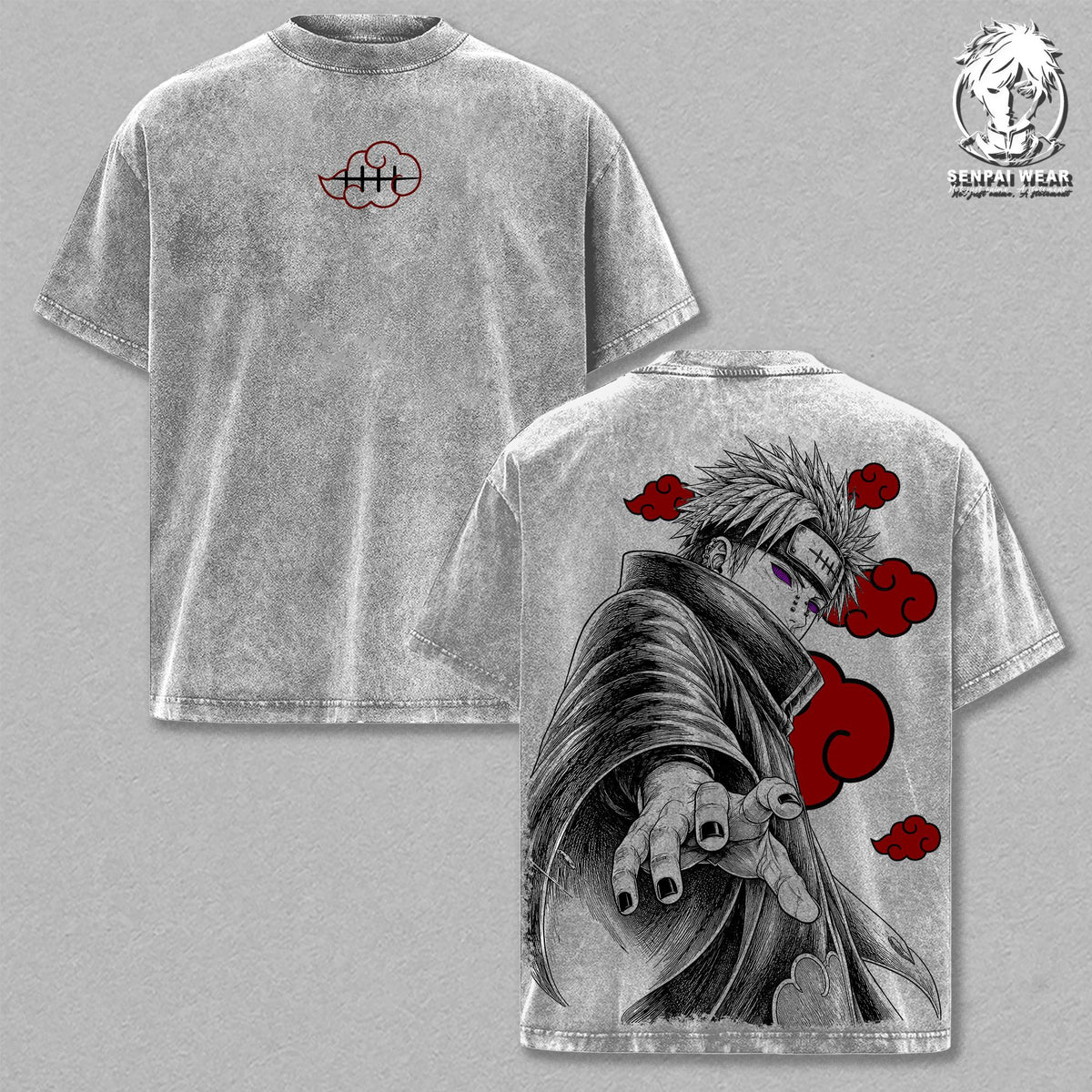 Pain – NRT Oversize Anime Graphic Tee, Acid Washed Heavy Cotton Shirt, Vintage Manga Streetwear, Unisex Casual Wear, Anime Merch, Gift for Anime Fans