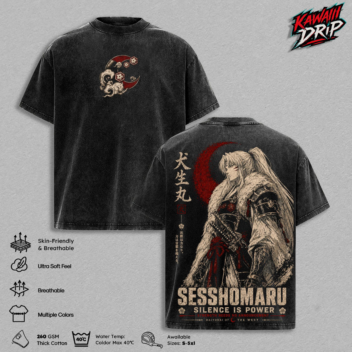Sesshomaru Inuyasha Anime Vintage Washed Tee