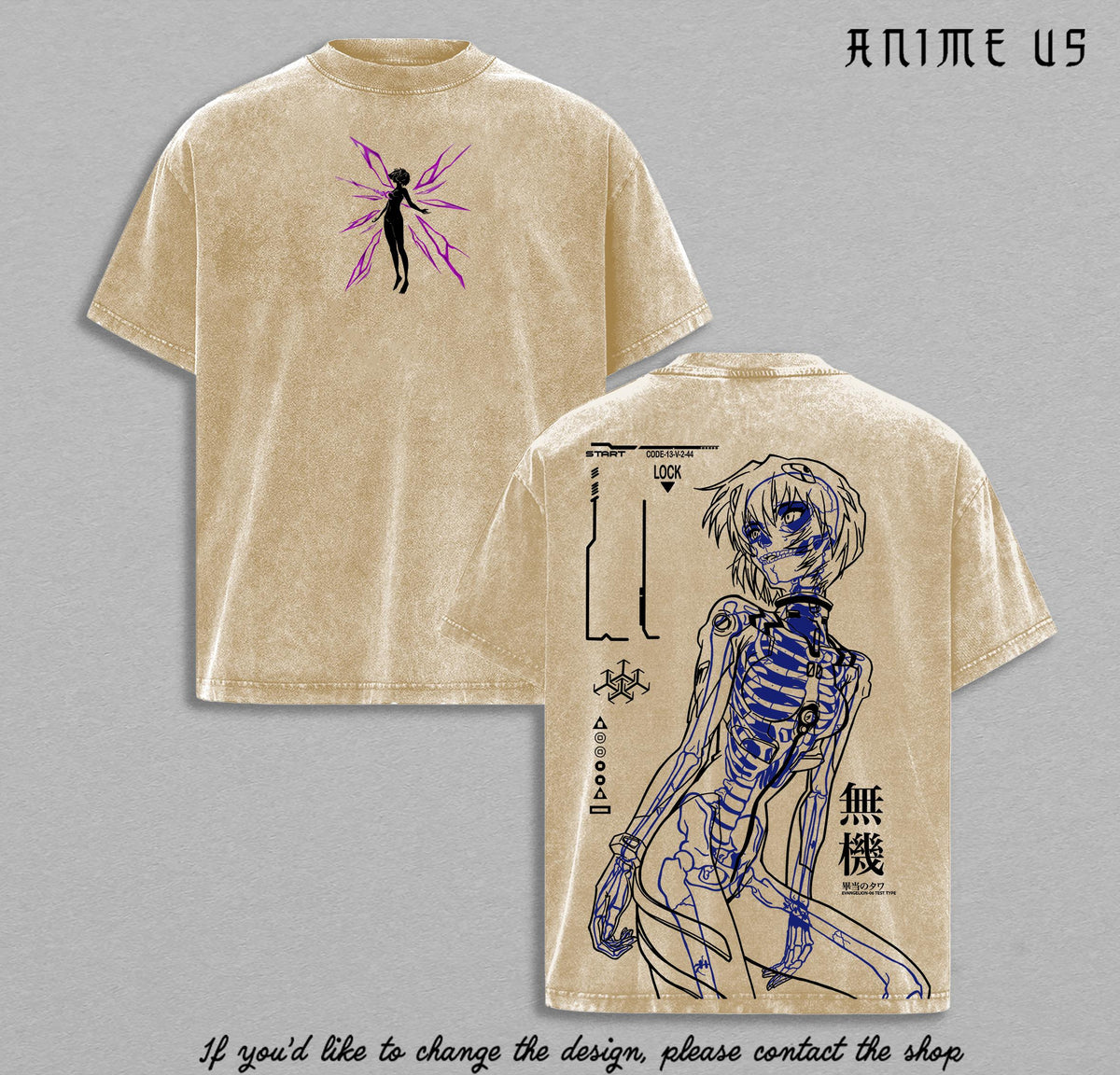 Rei Ayanami Cybercore Neon Genesis Evangelion Anime Vintage Washed Tee