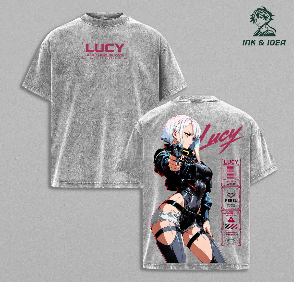 Lucy Cyberpunk Edgerunners Neon Night City Anime Vintage Washed Tee