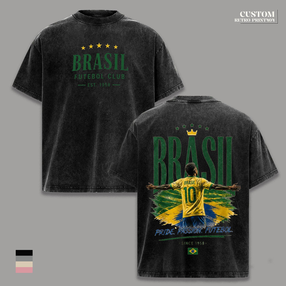 Brasil Futebol Club Brazil Soccer Vintage Washed Tee