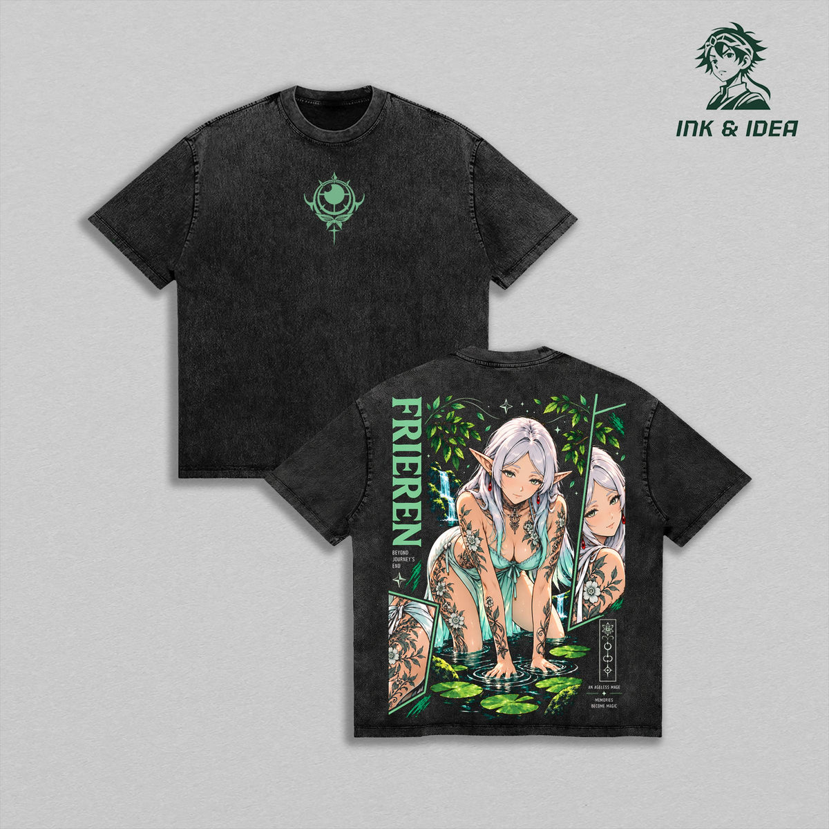 Frieren Beyond Journey’s End Forest Magic Tattoo Anime Vintage Washed Tee