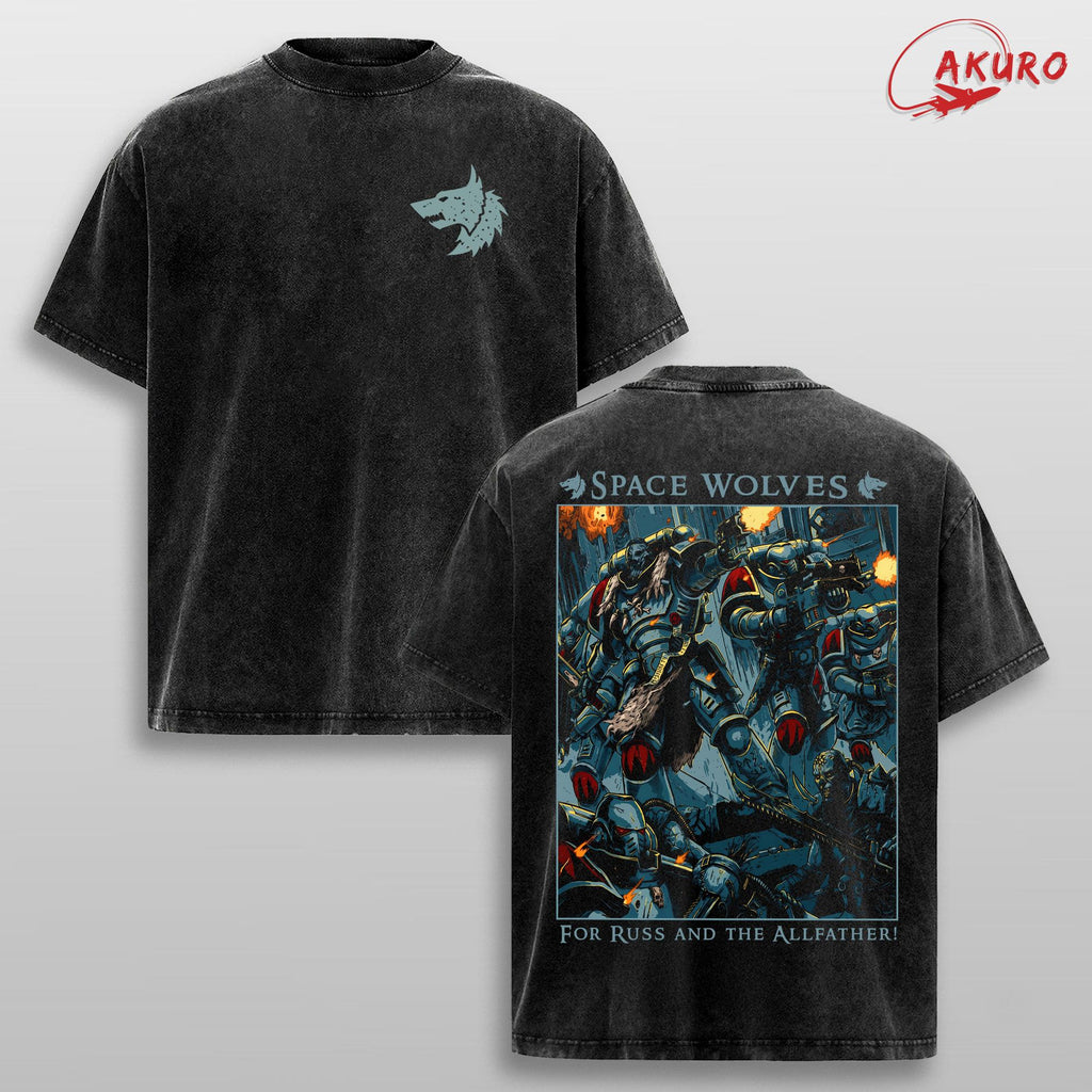 Space Wolves Warhammer 40K Russ and the Allfather Vintage Washed Tee
