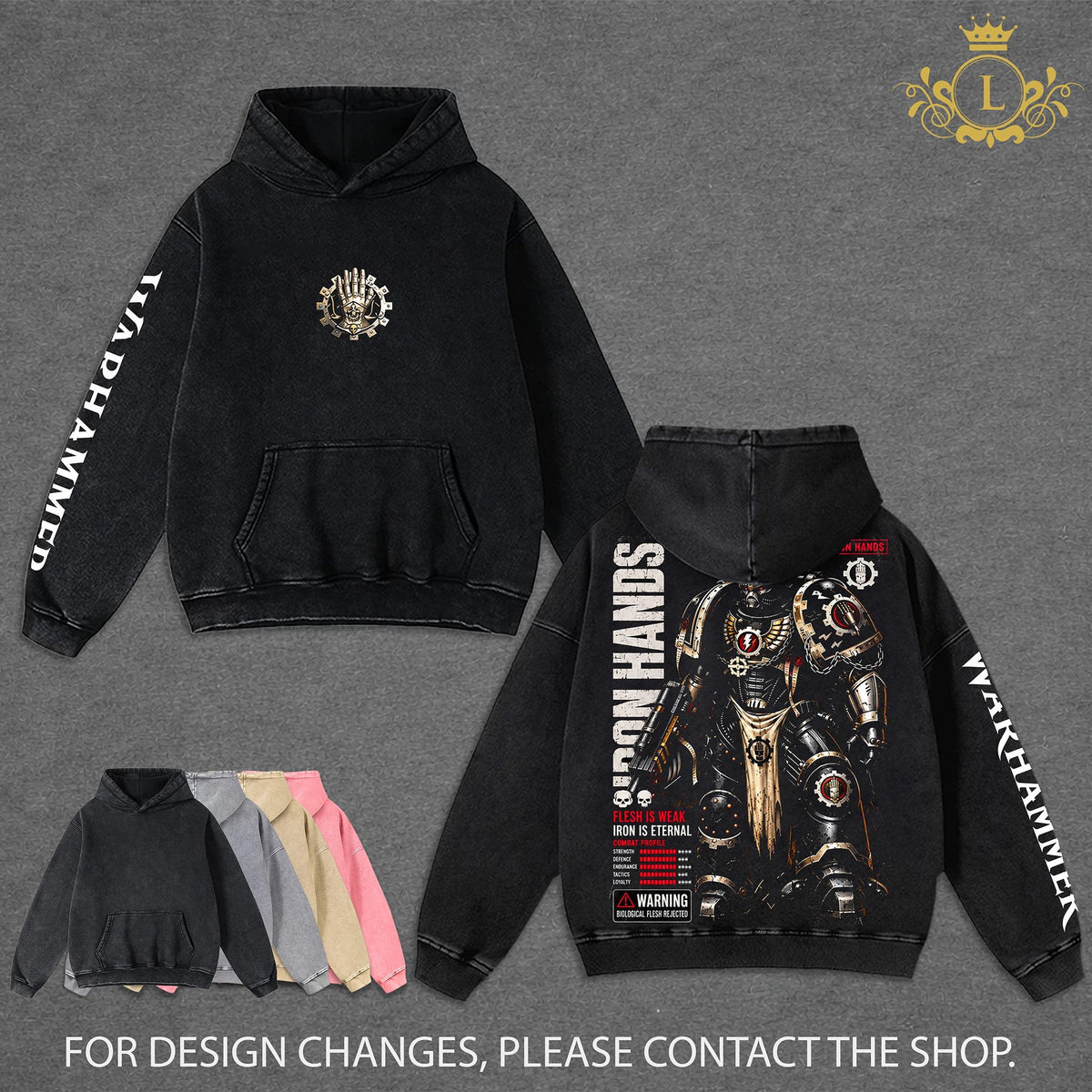 Iron Hands Warhammer 40K Dawn of War IV Vintage Washed Hoodie