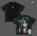 Sailor Pluto Sailor Moon Anime Double Printed Vintage Washed Tee Unisex Oversize Anime Manga Washed Heavyweight Cotton T-shirt