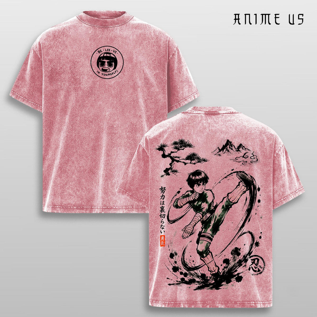 Rock Lee T Shirt, Naruto Anime Graphic Tee, Oversized Acid Washed Cotton Shirt, Streetwear Outfit, Unisex Gift for Anime Fans