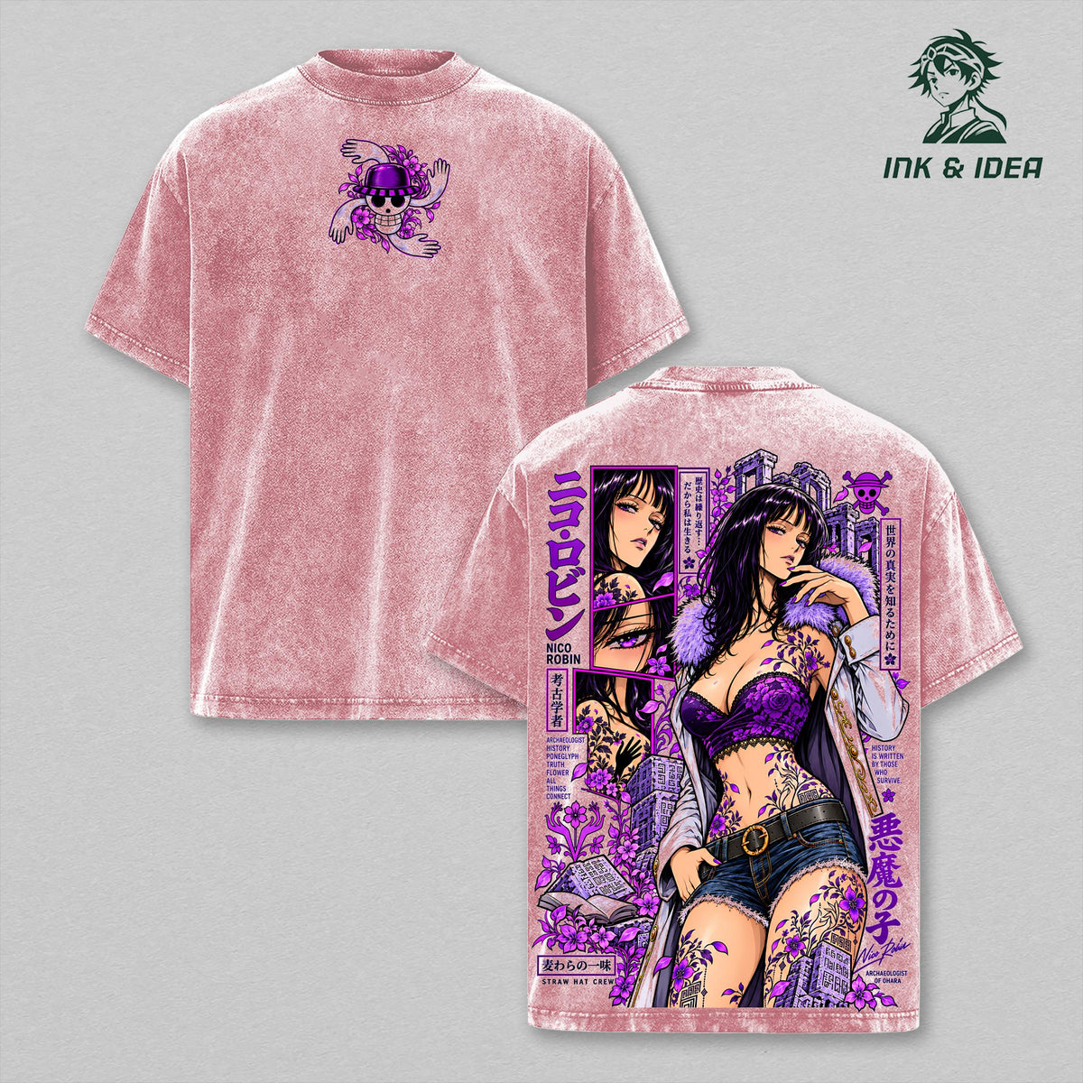 Nico Robin Devil Child One Piece Anime Vintage Washed Tee