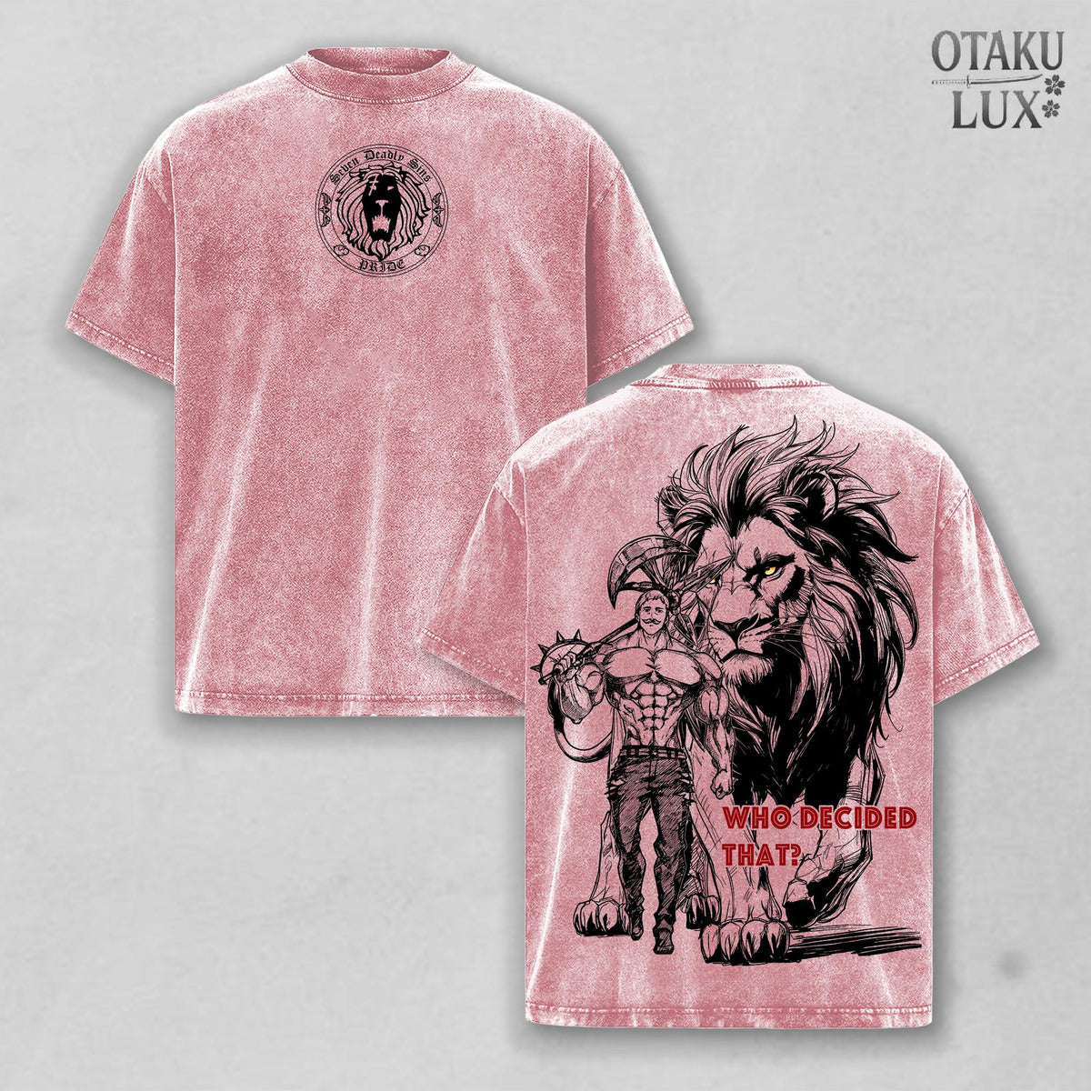 The Seven Deadly Sins Anime T Shirt Escanor Lion Sin of Pride Vintage Washed Graphic Tee Anime Streetwear Manga Shirt Otaku Clothing Anime Fan Gift