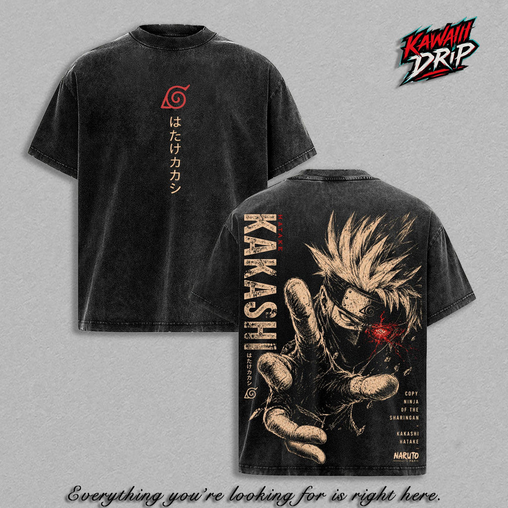 Kakashi Hatake Narutoo Shippuden Anime Vintage Washed Tee