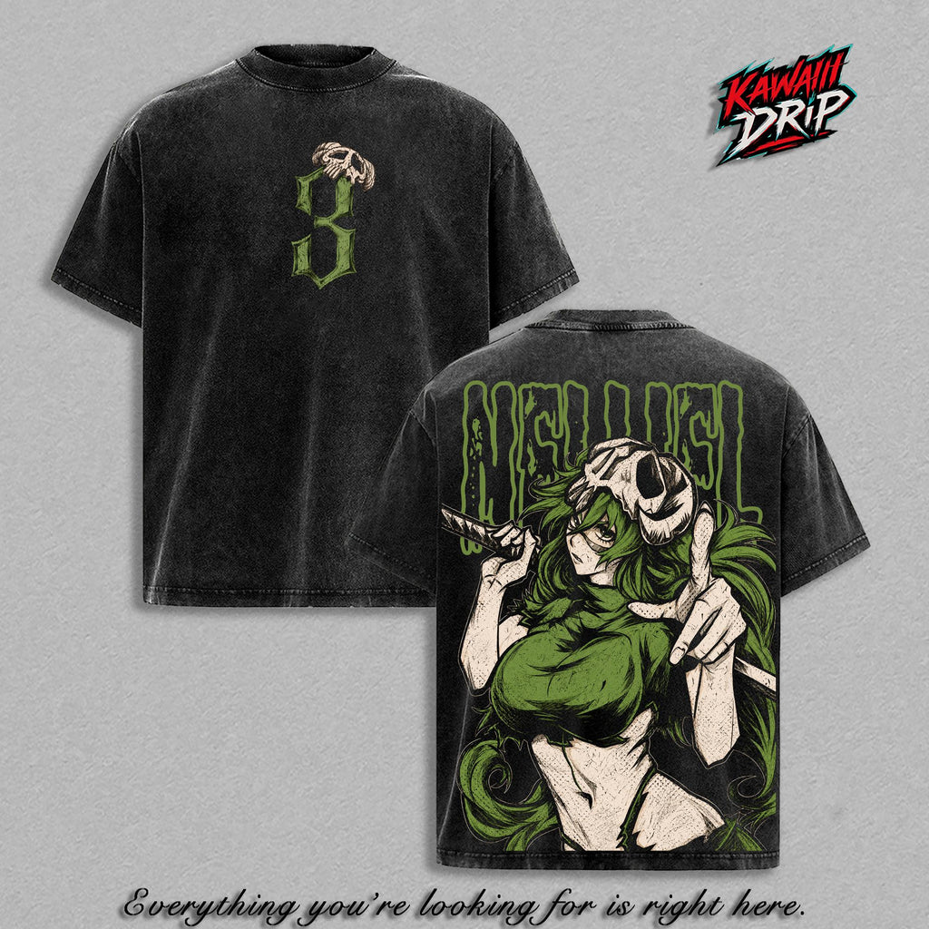 Neliel Tu Vintage T-Shirt - Bleach Vintage Washed Oversized T-Shirt Graphic Tee Anime Manga Heavyweight Cotton Streetwear Top Shirt