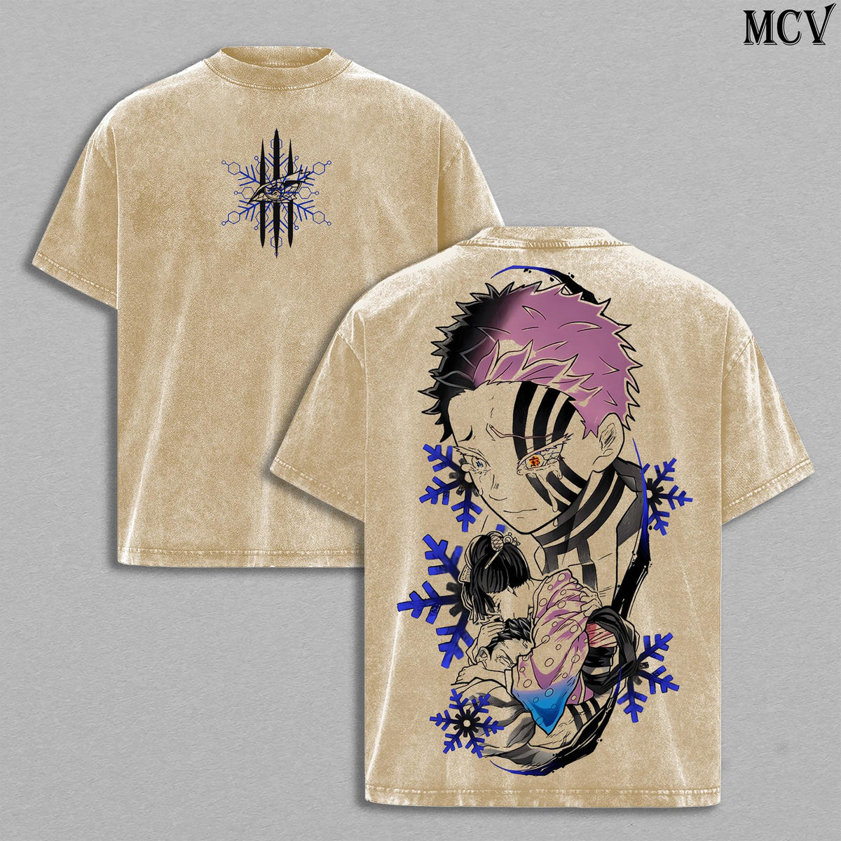 Akaza vs Koyuki Demon Slayer Anime Vintage Washed Graphic Tee