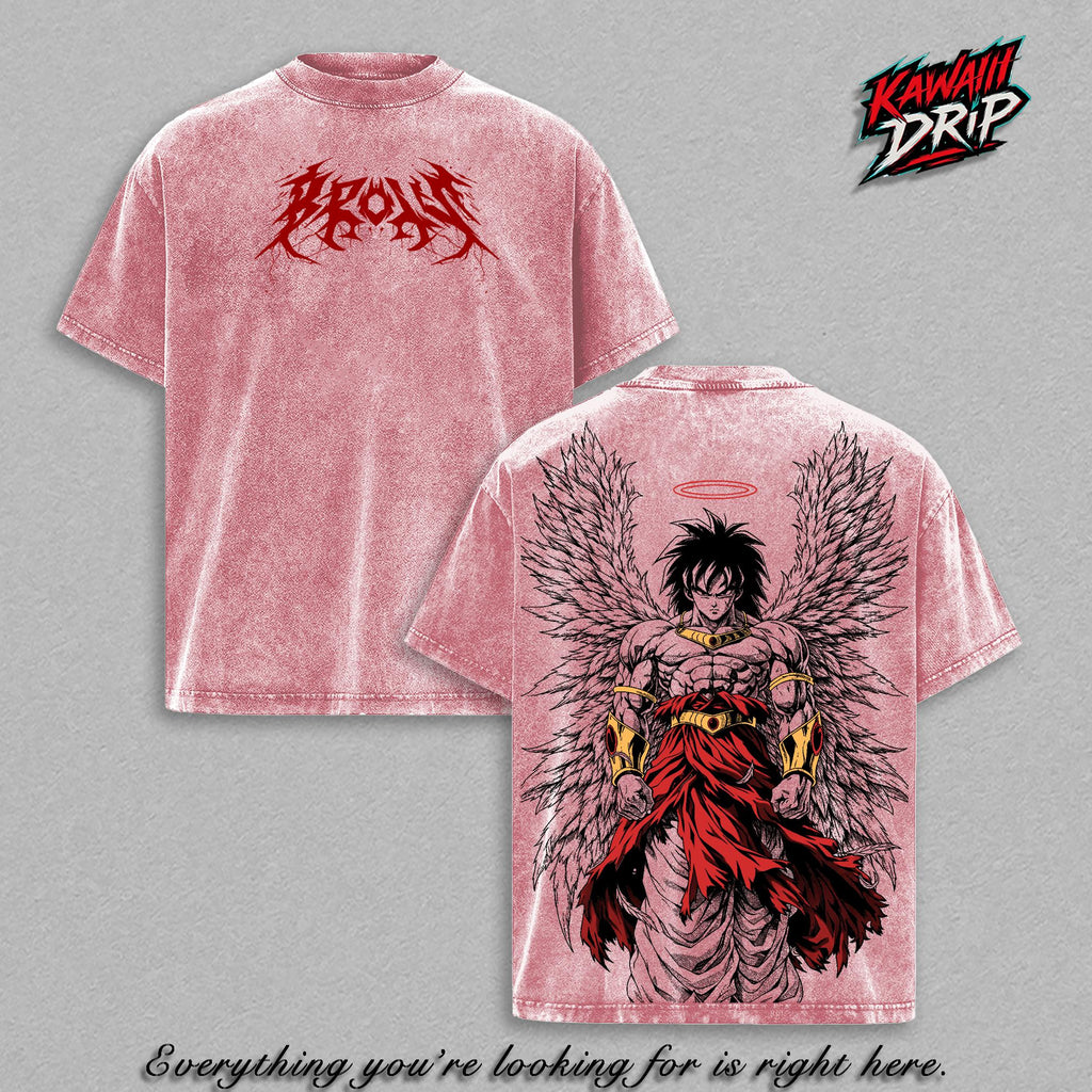 Legendary Super Saiyan Broly DBZ Angel Broly Anime Vintage Washed Tee