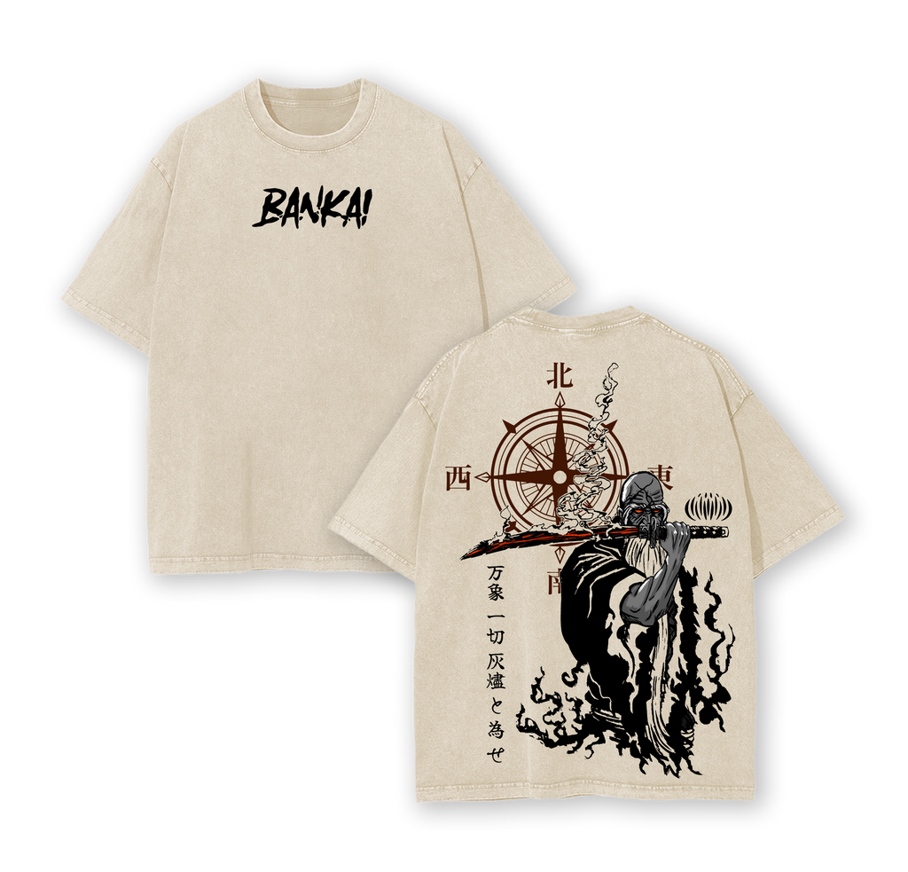 Retro Vintage Limited Yamamoto Bankai - Bleach Anime Double Printed Vintage Washed Tee
