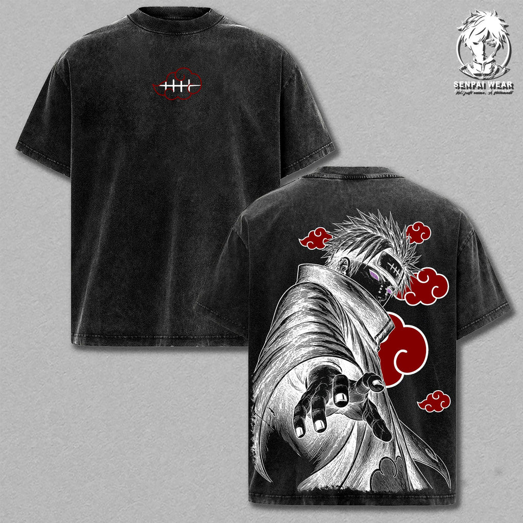 Pain – NRT Oversize Anime Graphic Tee, Acid Washed Heavy Cotton Shirt, Vintage Manga Streetwear, Unisex Casual Wear, Anime Merch, Gift for Anime Fans