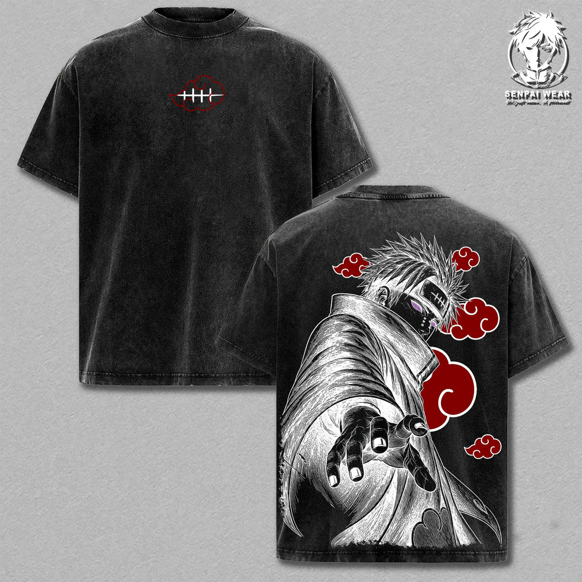 Pain – NRT Oversize Anime Graphic Tee, Acid Washed Heavy Cotton Shirt, Vintage Manga Streetwear, Unisex Casual Wear, Anime Merch, Gift for Anime Fans