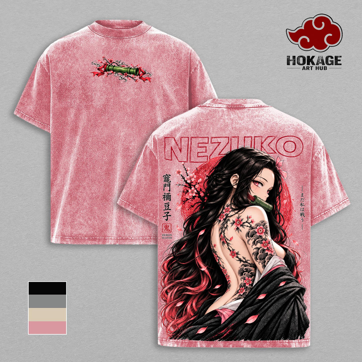 Nezuko Kamado Demon Slayer Blood Demon Art Anime Vintage Washed Tee