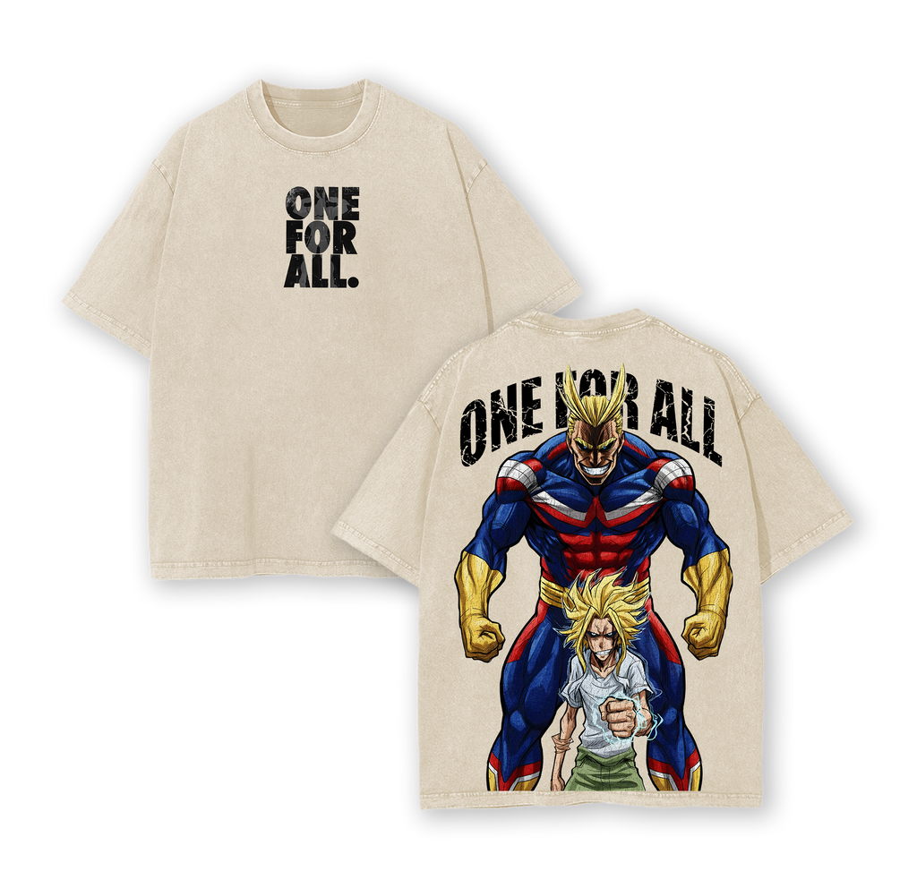 All Might My Hero Academia T-Shirt Oversize Unisex Heavy Cotton Vintage Washed