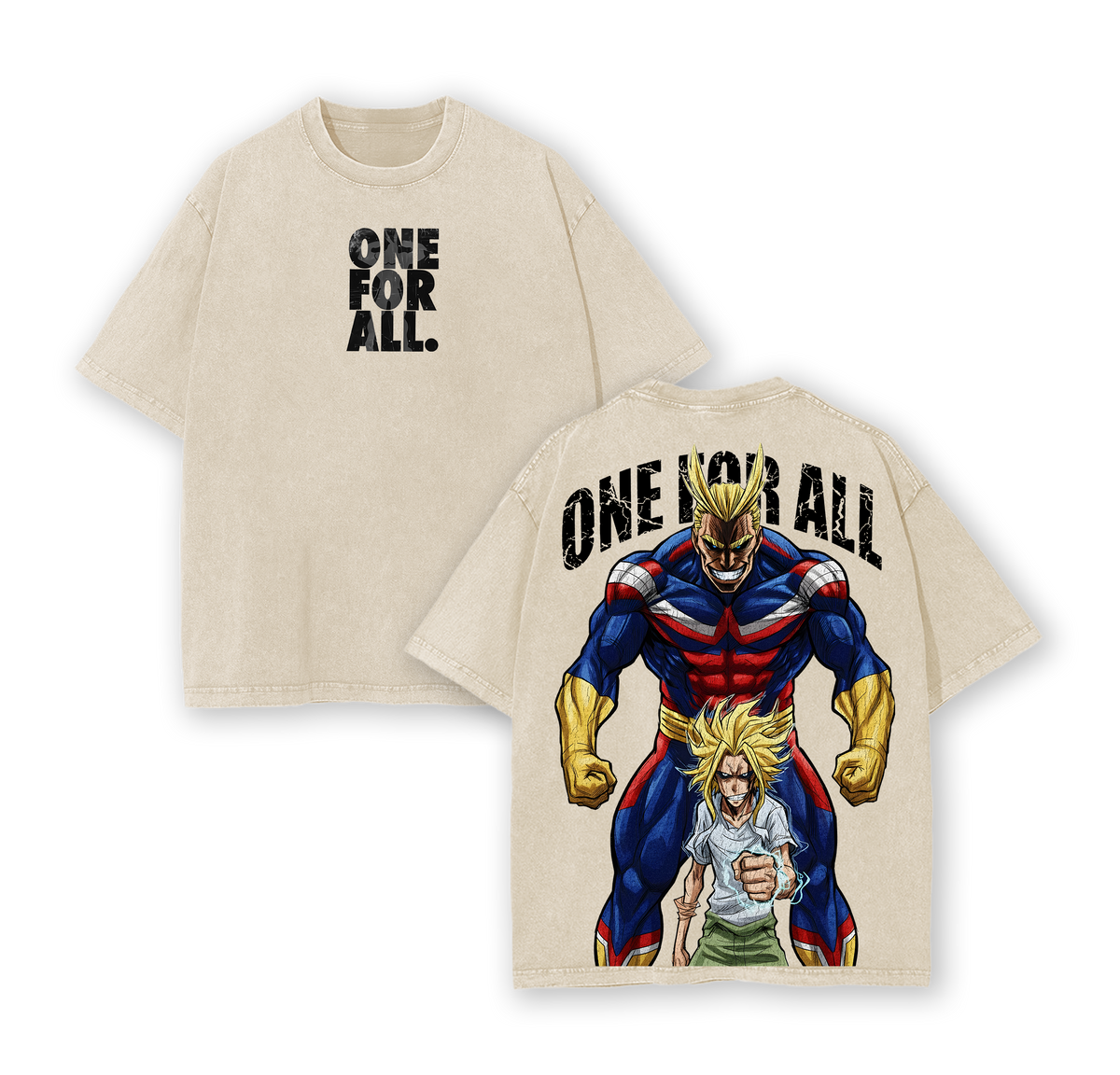All Might My Hero Academia T-Shirt Oversize Unisex Heavy Cotton Vintage Washed