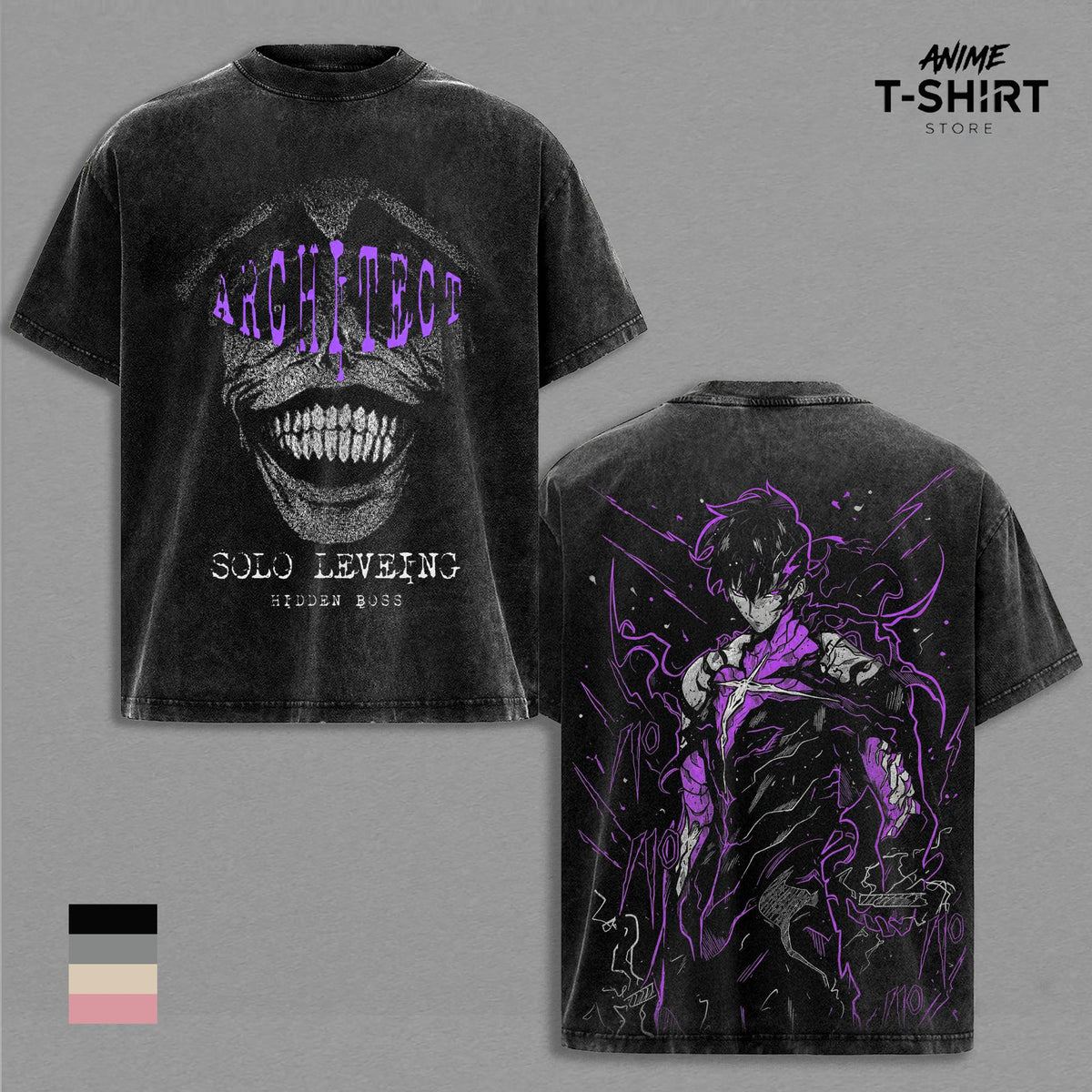 Architect Solo Leveling Anime T-Shirt Vintage Acid Wash Oversized Graphic Tee Streetwear Hidden Boss Gift