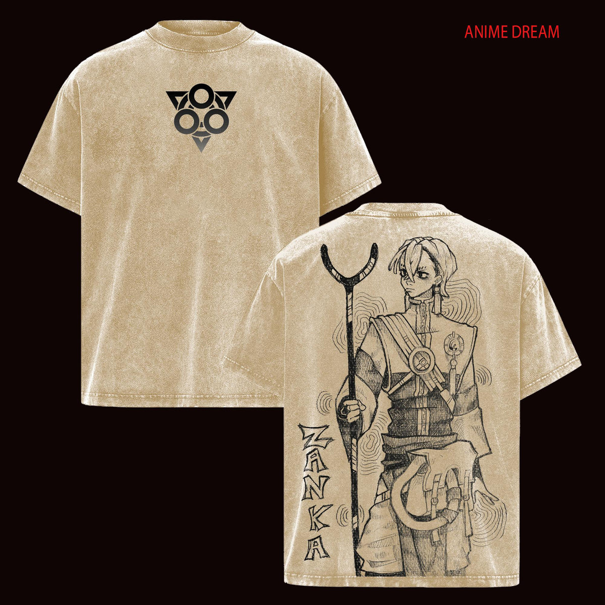 Zanka Nijiku Gachiakuta Anime Double Printed Vintage Washed Tee Unisex Oversize Anime Manga Washed Heavyweight Cotton T-shirt