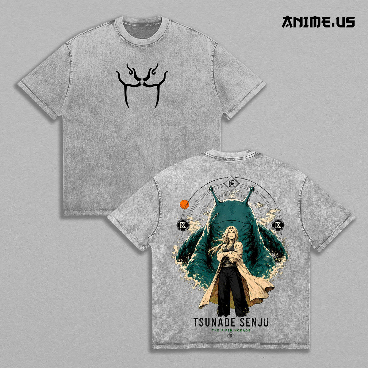 Tsunade Senju Naruto Fifth Hokage Anime Graphic Vintage Shirt, Slug Sage Medical Ninja Double Printed Tee Heavyweight Cotton Streetwear