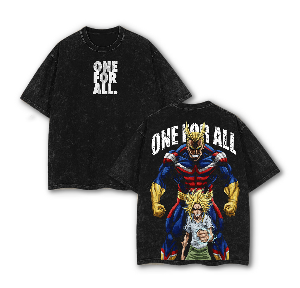 All Might My Hero Academia T-Shirt Oversize Unisex Heavy Cotton Vintage Washed