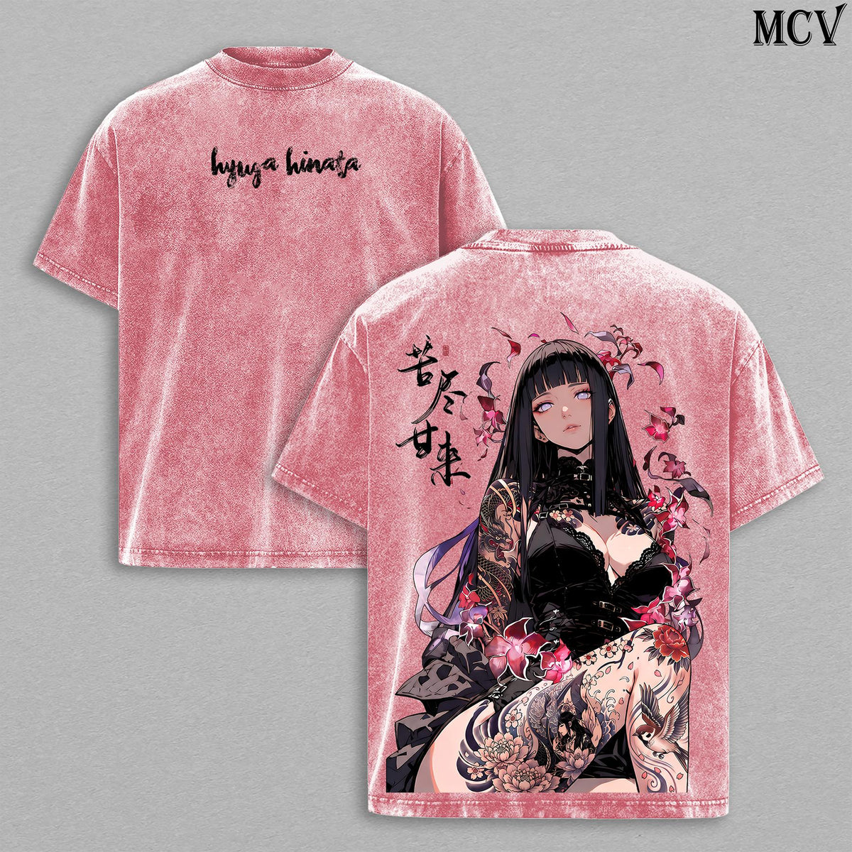 Hinata Hyuga Naruto Gothic Tattoo Anime Vintage Washed Tee