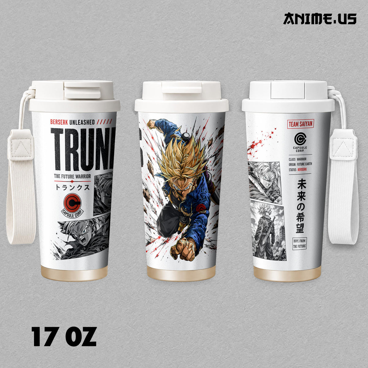 Future Trunks Super Saiyan DBZ Anime Tumbler 17oz 24oz 30oz