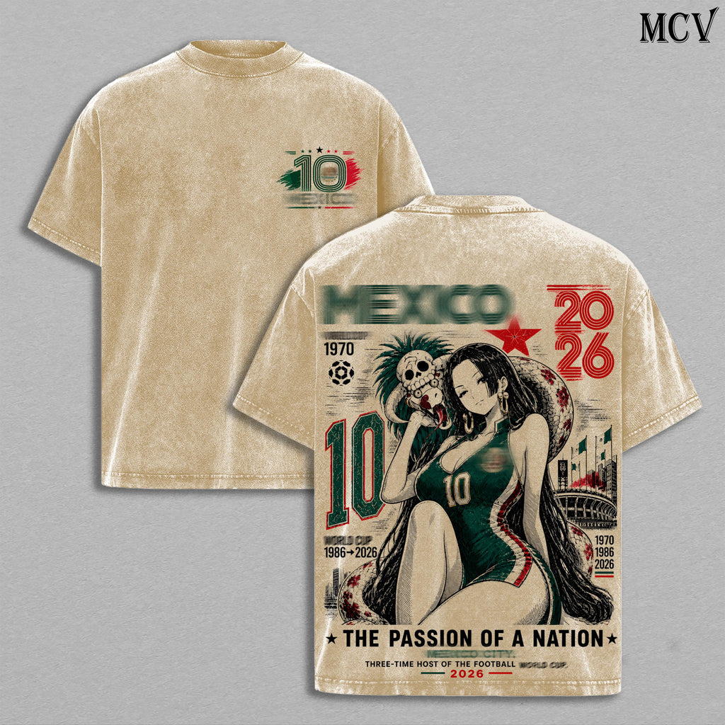 Boa Hancock OP Mexico Global Football 2026 Anime Vintage Washed Tee