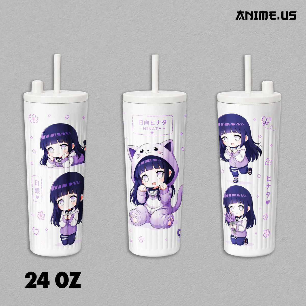Hinata Hyuga Chibi Byakugan Naruto Anime Tumbler 17oz 24oz 30oz