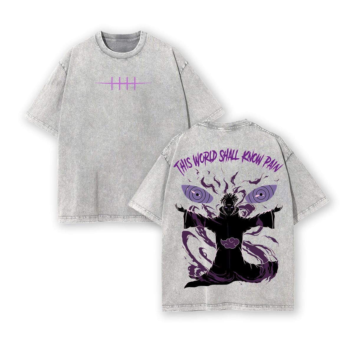 Pain Nagato Vintage Unisex Oversize Anime Manga Acid Washed Heavyweight Cotton T-shirt