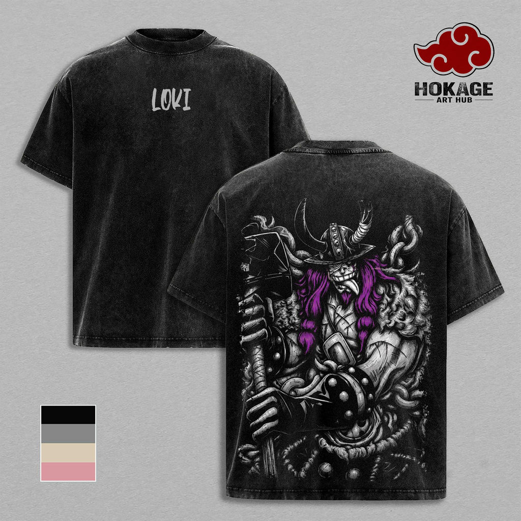 Loki One Piecee Elbaf Giant Prince Anime Vintage Washed Tee