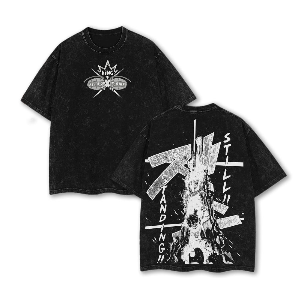 Katsuki Bakugo My Hero Academia Anime Double Printed Vintage Washed Tee