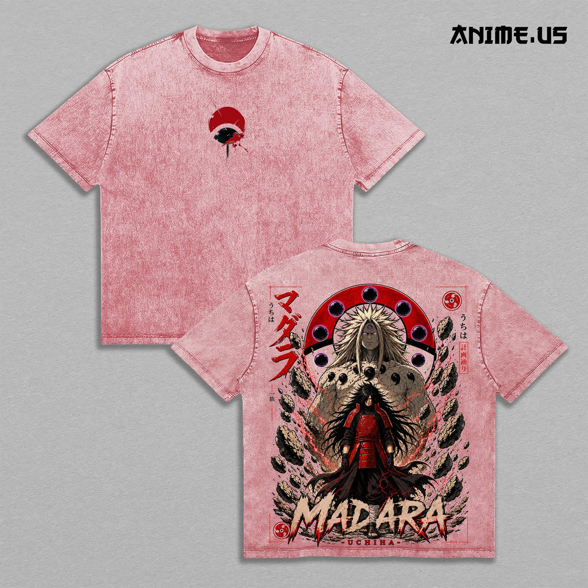 Madara Uchiha Six Paths T-Shirt, Legendary Uchiha Shinobi Anime Graphic Tee, Rinnegan Vintage Washed Oversized Shirt, Heavyweight Manga Streetwear