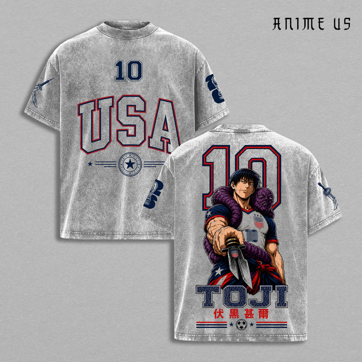 USA World Football 2026 Toji Dark Sorcerer Anime Vintage Washed Tee