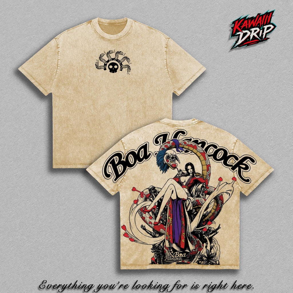 Boa Hancock Snake Princess One Piecee Anime Vintage Washed Tee