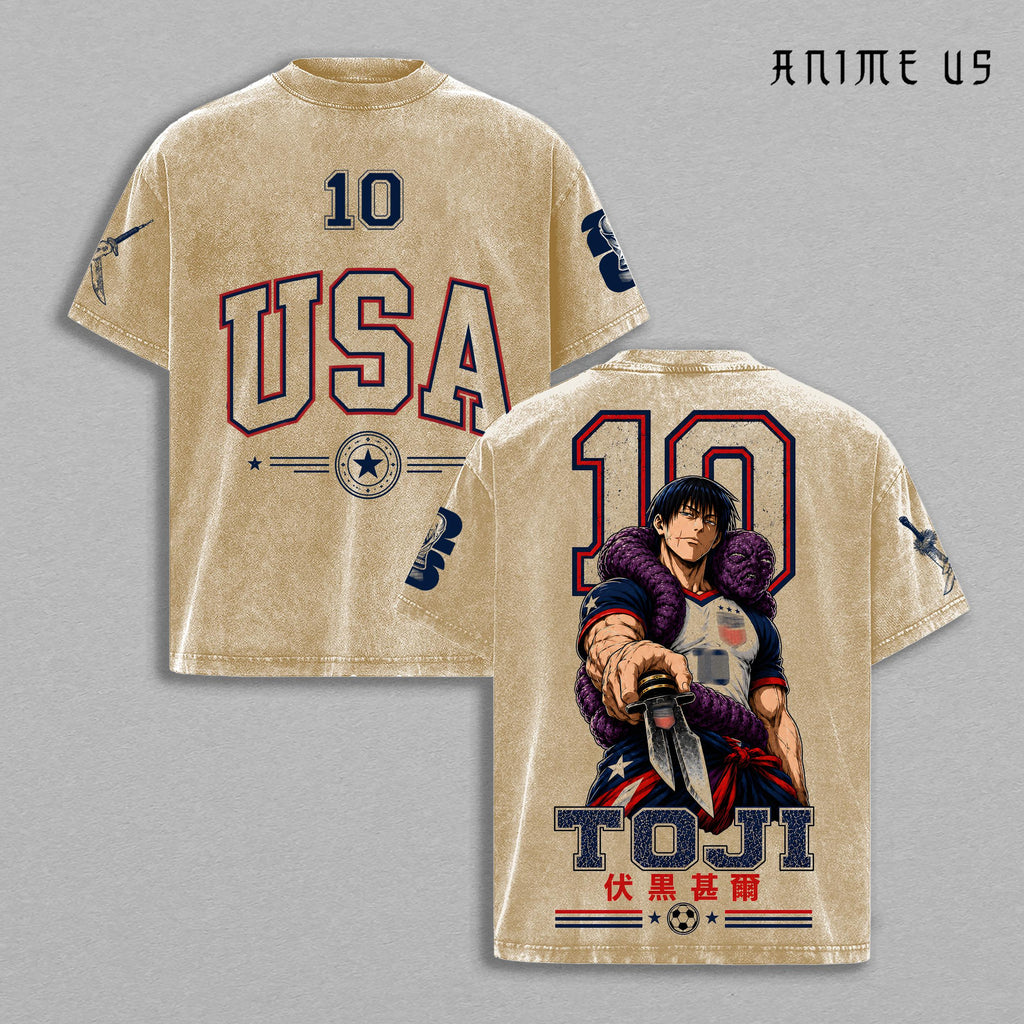 USA World Football 2026 Toji Dark Sorcerer Anime Vintage Washed Tee