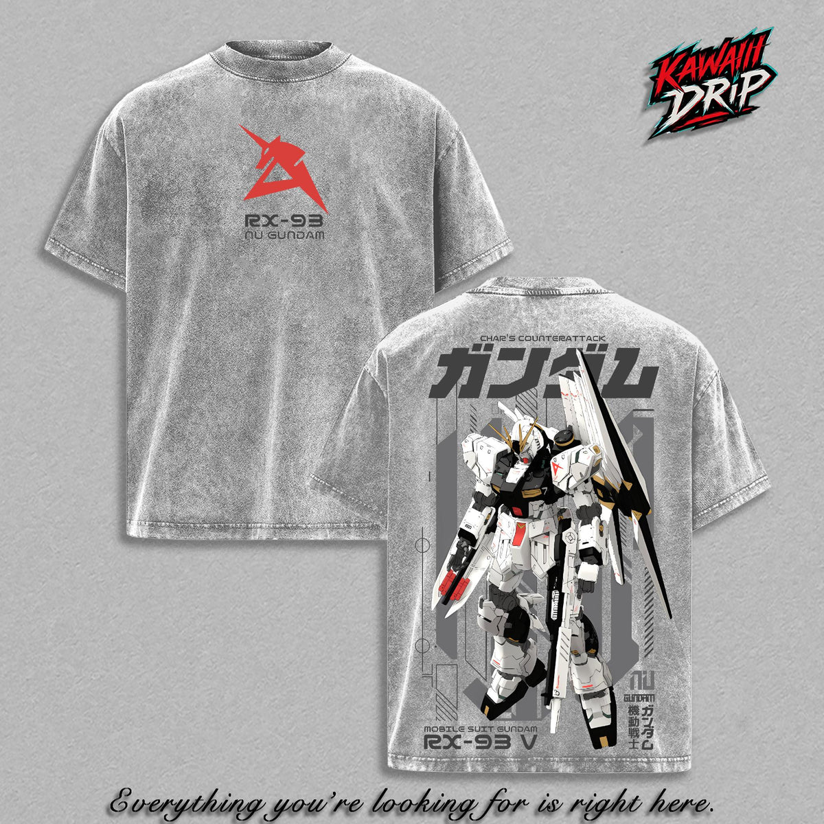 Nu Gundam RX-93 Char's Counterattack Anime Vintage Washed Tee