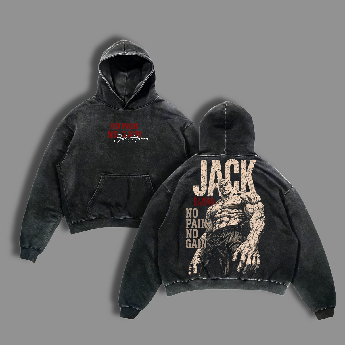 Jack Hanma Baki Gym Anime Vintage Washed Tee