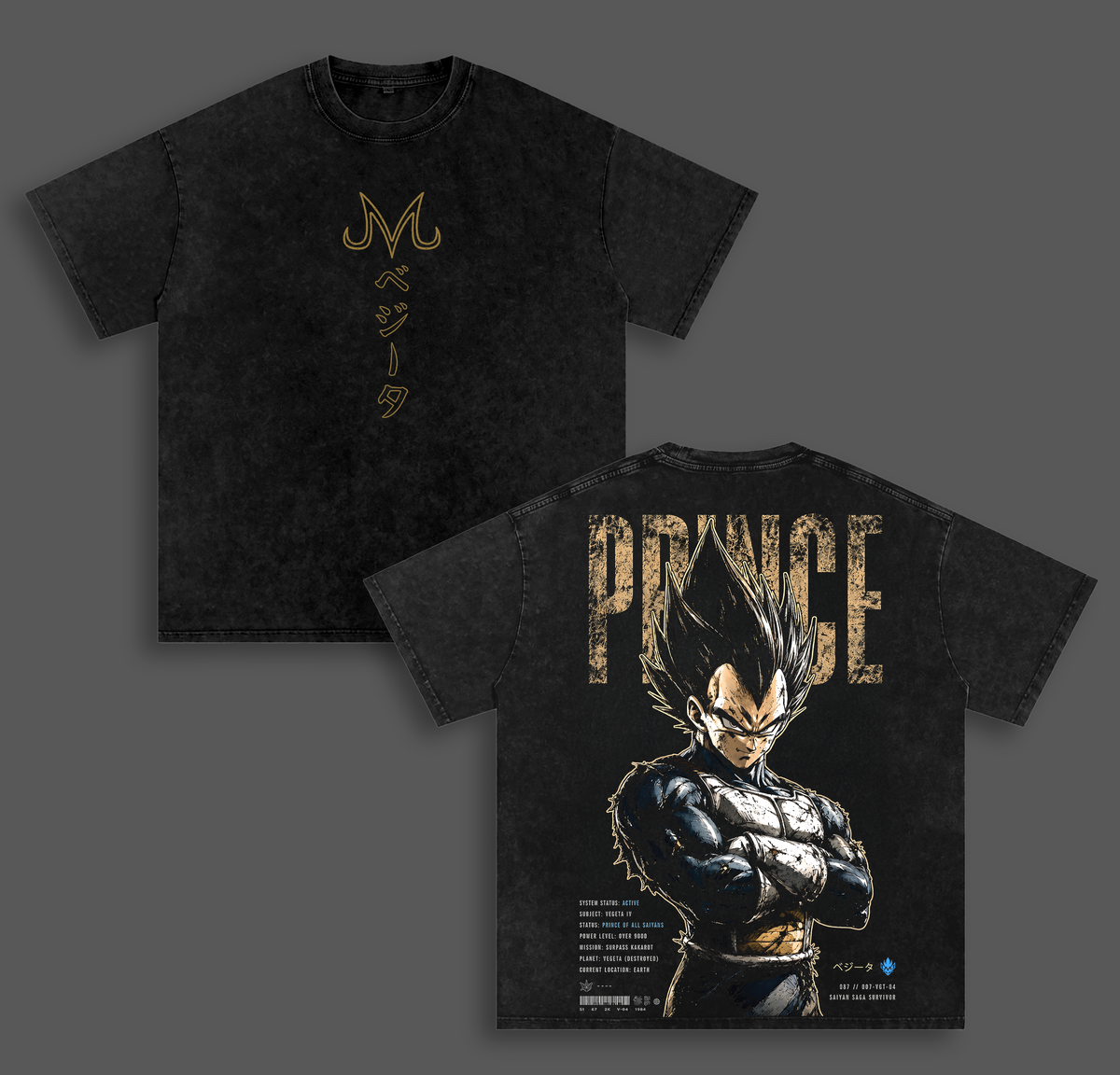 Saiyannn Princeee Anime Vintage Washed Tee