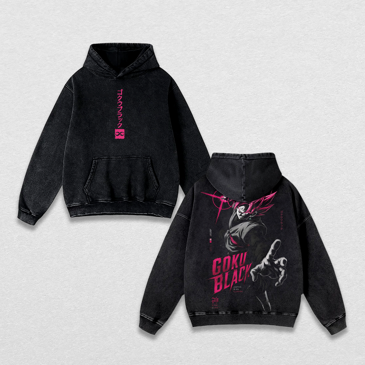 Rosé Kakarot Black x Zamasu Fused DBS Anime Vintage Washed Tee