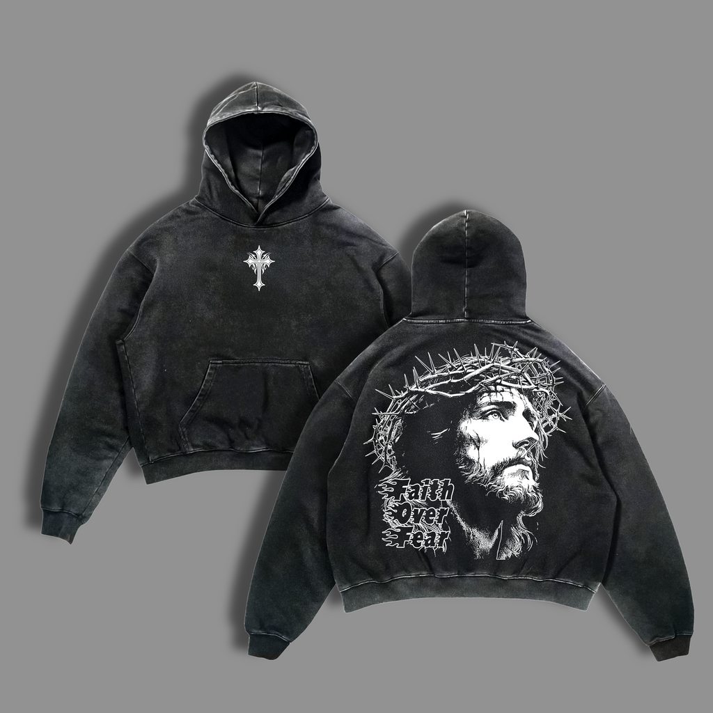 Faith Over Fear Jesus Christ Christian Vintage Washed Tee
